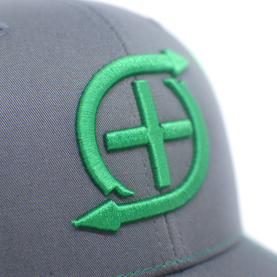 3D Embroidered Charcoal / Kelly Green - trucker snapback hat